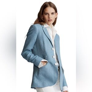 Polo Ralph Lauren Blazer Womens Herringbone Linen-Blend Size 0